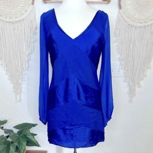 3/$25 Marciano Silk Blend Royal Blue Cobalt long sleeve mini dress size XS